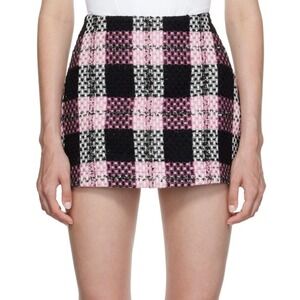 PRISTINE Mini Skirt Pink‎ Black Plaid Tweed Wool Blend Women's Size Small Punk